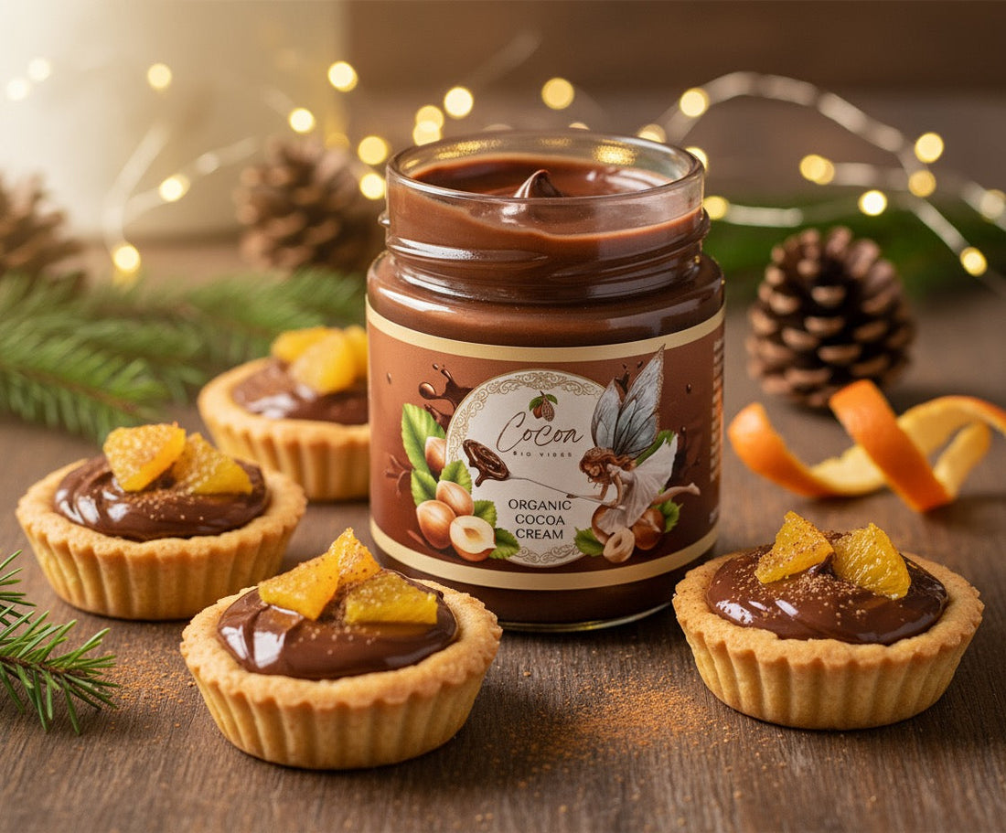 Тарталети с лешниково-какаов крем Cocoa Bio Vibes и портокалови резенчета