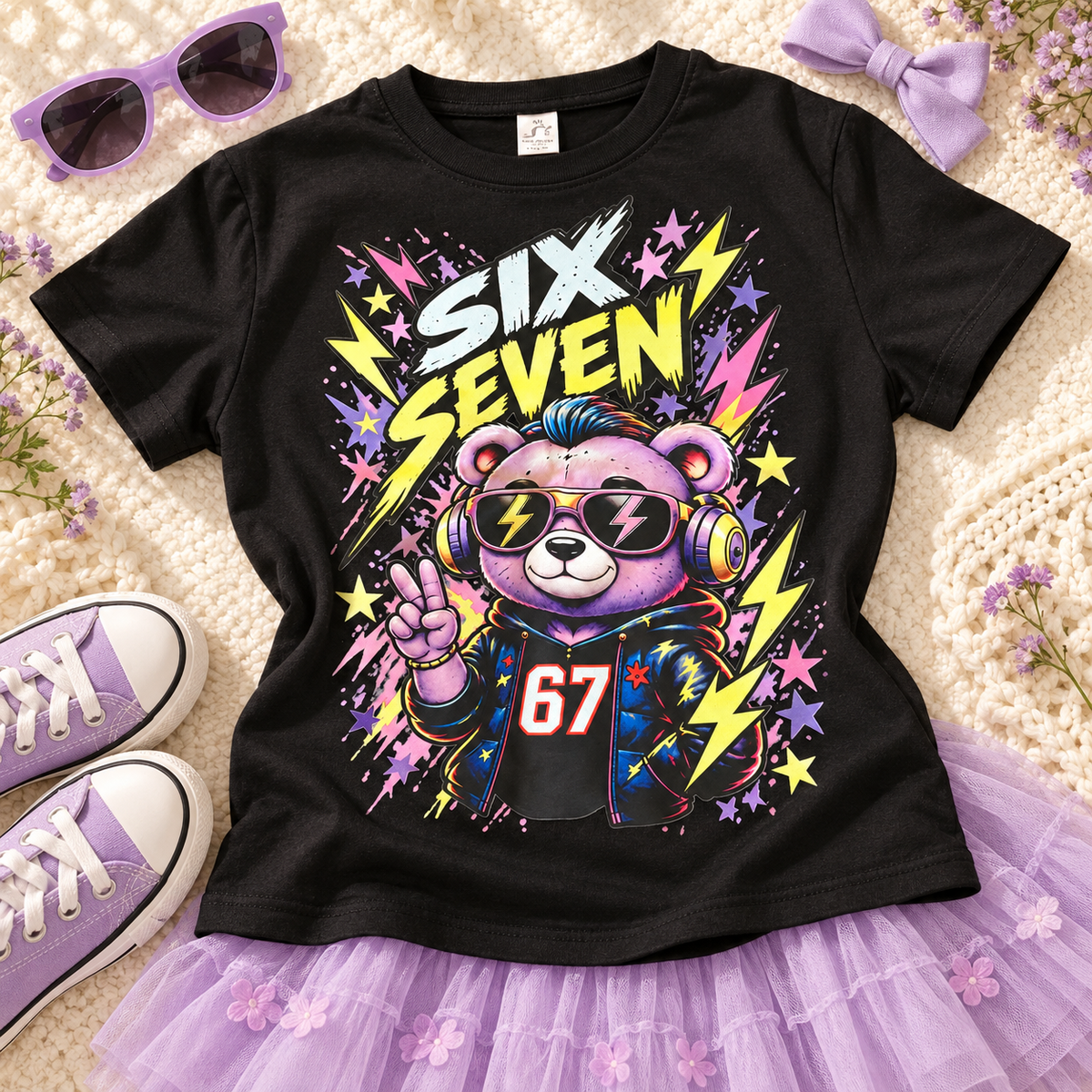 Kids' T-shirt Six Seven 67 with colorful print