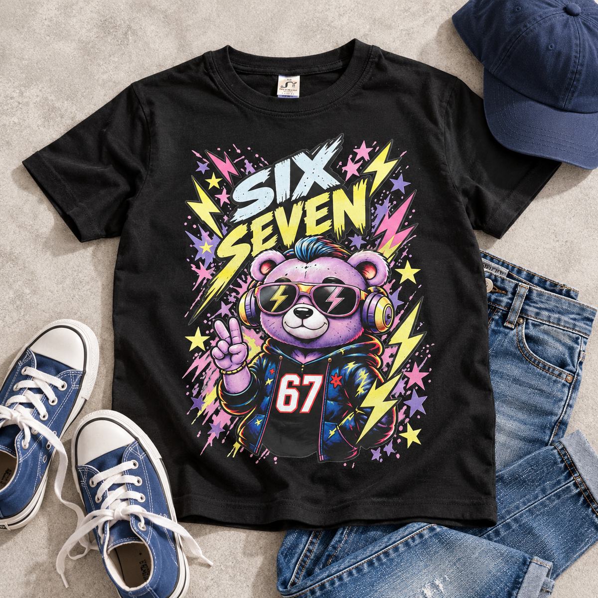 Kids' T-shirt Six Seven 67 with colorful print