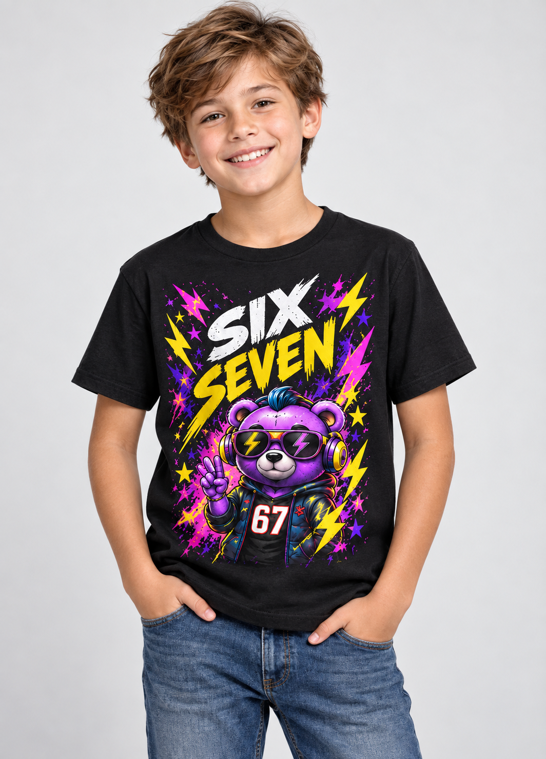 Kids' T-shirt Six Seven 67 with colorful print